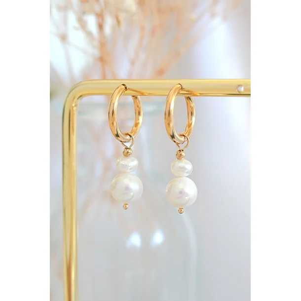 Hndlavede 24K forgyldte perlereringe, minimalistisk luksus med gte ferskvandsperler