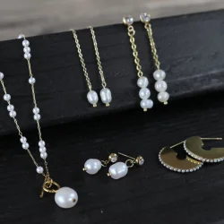 Joy Waterproof Simple Chain Pearl Earring 18K Gold Plating