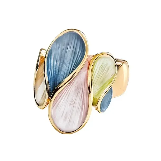 Emaljeret elastisk ring med snoet linje  moderne elegance i bevgelse