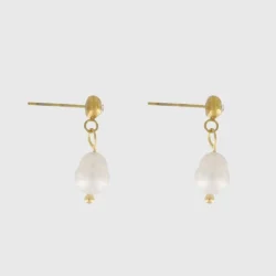 Joy Waterproof Post Pearl &amp; CZ Earring 18K Gold Plating