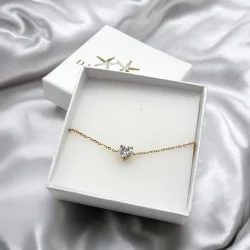  Zircon Hjerte Armbnd - 18K Guldpletteret Stl