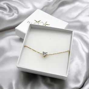  Zircon Hjerte Armbnd - 18K Guldpletteret Stl