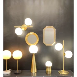 Edmond Satin Guld Lampe 2 Globes 