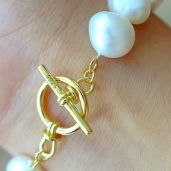 Hndlavet barok perlearmbnd  24 karat guldbelagt elegance &amp; 100% unikke perler 