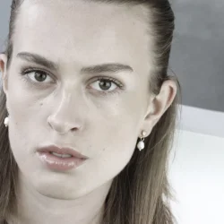 Joy Waterproof Post Pearl &amp; CZ Earring 18K Gold Plating